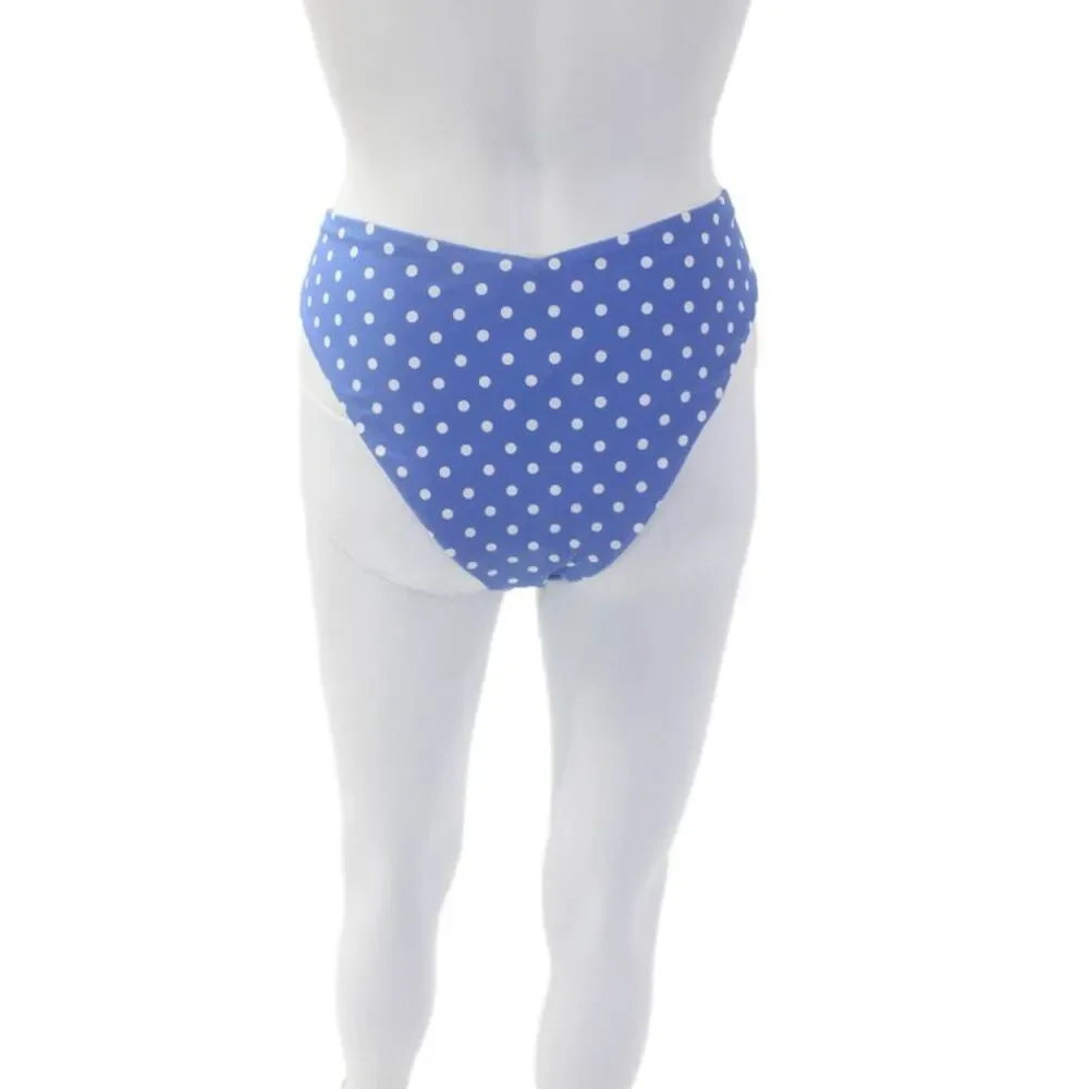 Weworewhat Womens Polka Dot High Cut Pull On Bikini Bottoms Blue Size XL